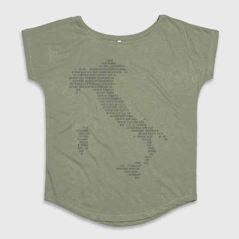 Olive Green Binary Code Text Print Shirt