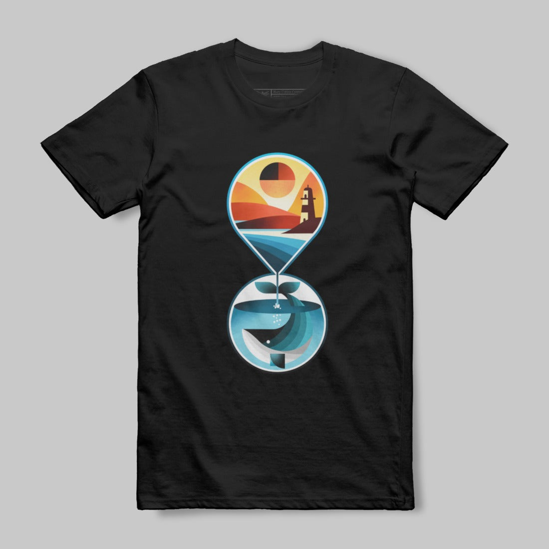 Surreal Adventure Hourglass Black Graphic T-shirt