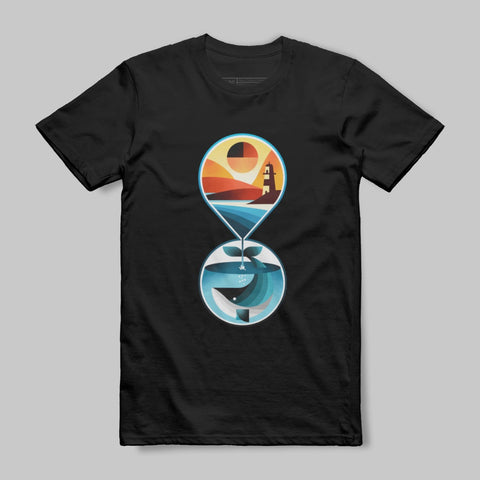 Surreal Adventure Hourglass Black Graphic T-shirt
