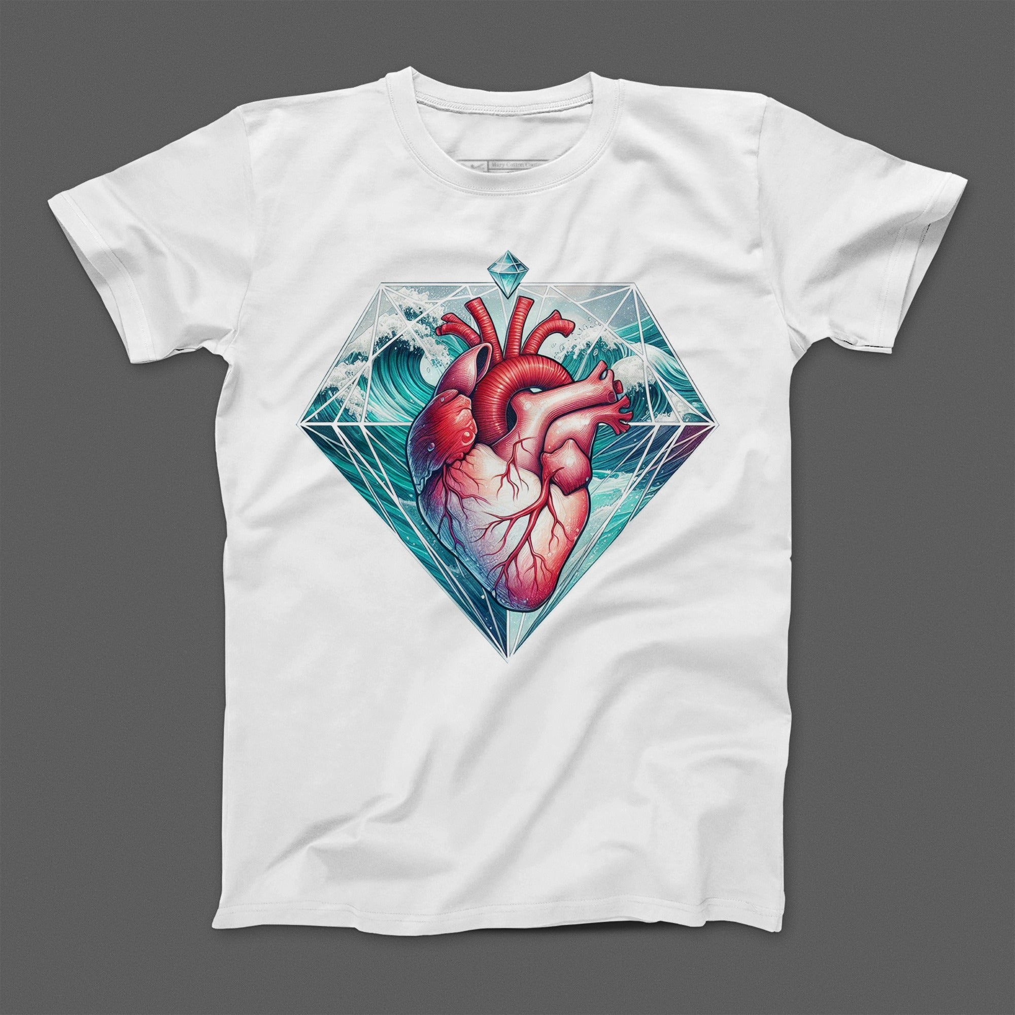 Geometric Heart and Waves Artwork T-Shirt