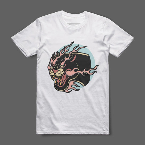 Flaming Panther Graphic T-Shirt with Bold Design