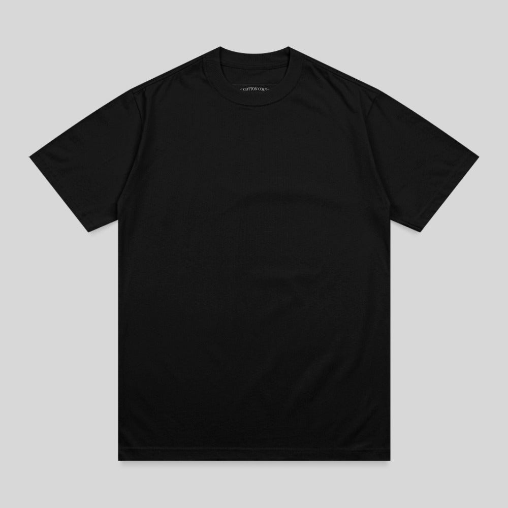 Black short-sleeve t-shirt with a crew neck.