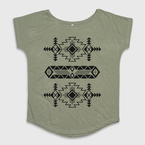 Modern Geometric Pattern Olive Green T-Shirt