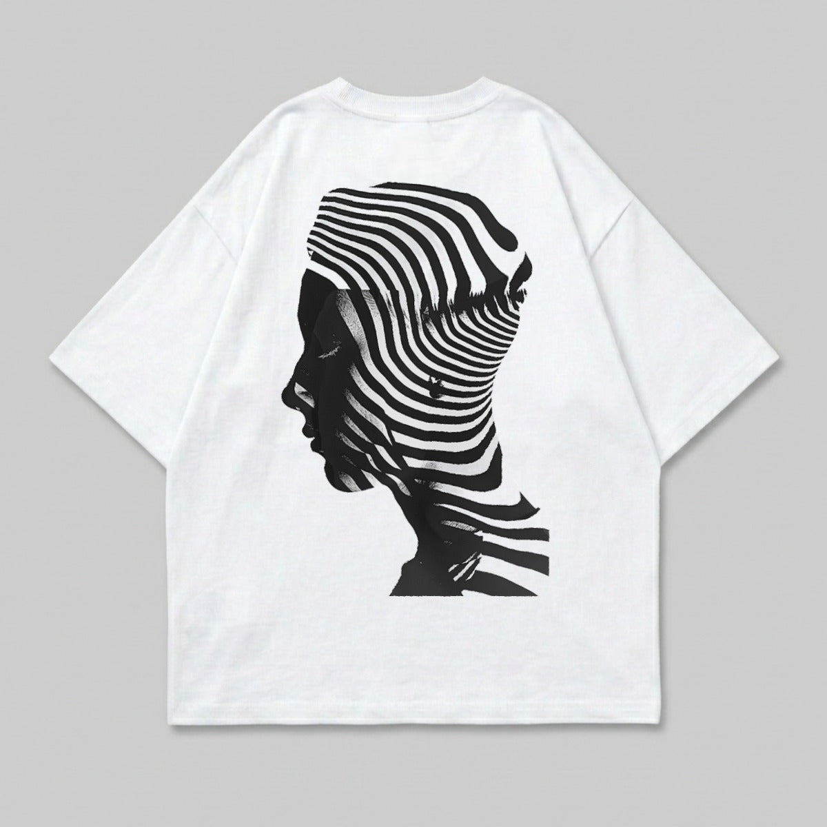 Monochrome Striped Human Profile Abstract Graphic product type
