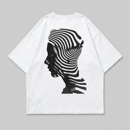 Monochrome Striped Human Profile Abstract Graphic product type
