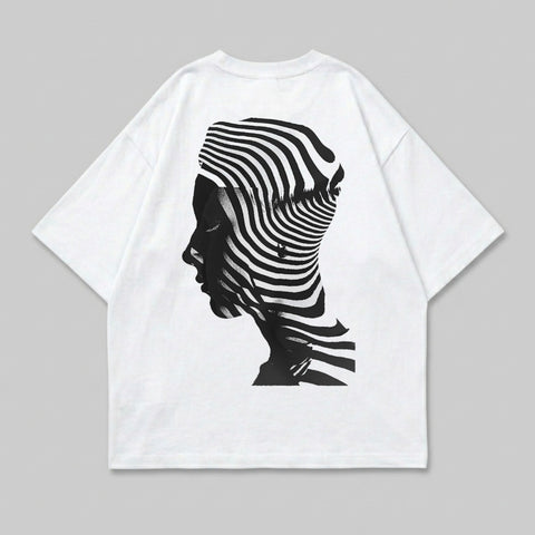 Monochrome Striped Human Profile Abstract Graphic product type