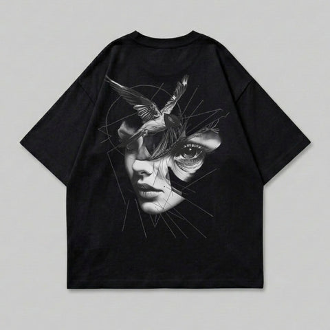 Abstract Vision Bird Eye Surreal Geometric Art product type
Abstract design, Surreal art, Bird graphic, Eye design, Geometric print, Dark aesthetic, Artistic face, Modern illustration, Unique graphic, Statement piece, Avian art, Contemporary style, Black apparel, Vision art, Mystical design, Edgy fashion, Graphic print, Digital art, Fantasy art, Abstract portrait