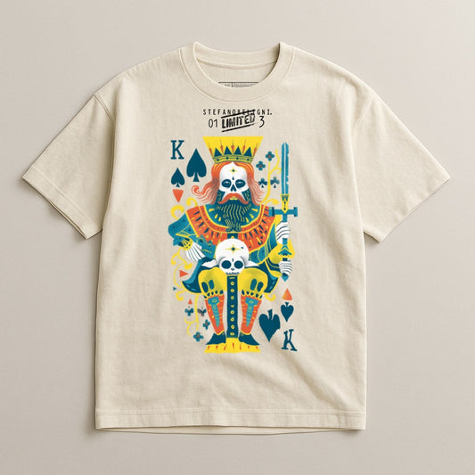 Graphic T-shirt Featuring Stylized King Playing Card Design