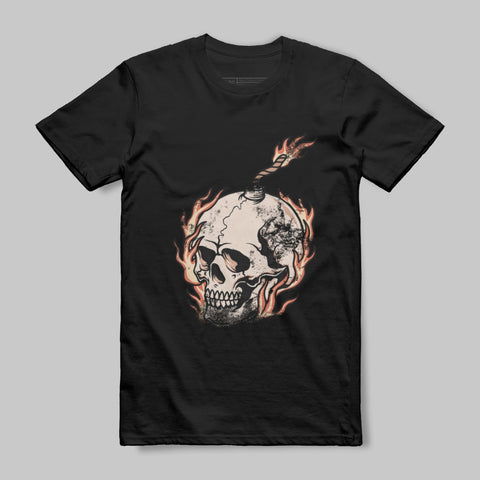 Flaming Skull Graphic Design T-Shirt Product