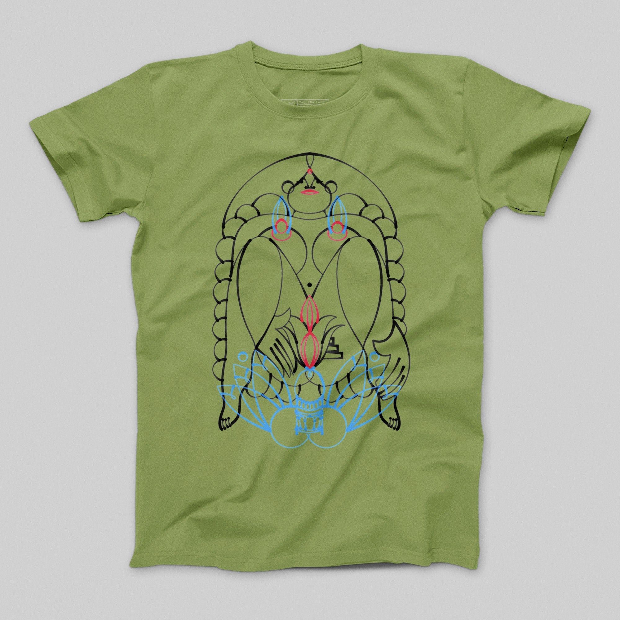 Intricate Abstract Design Green T-shirt Clothing Item