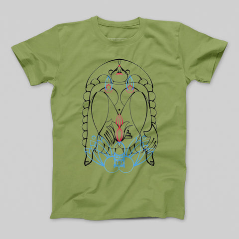 Intricate Abstract Design Green T-shirt Clothing Item