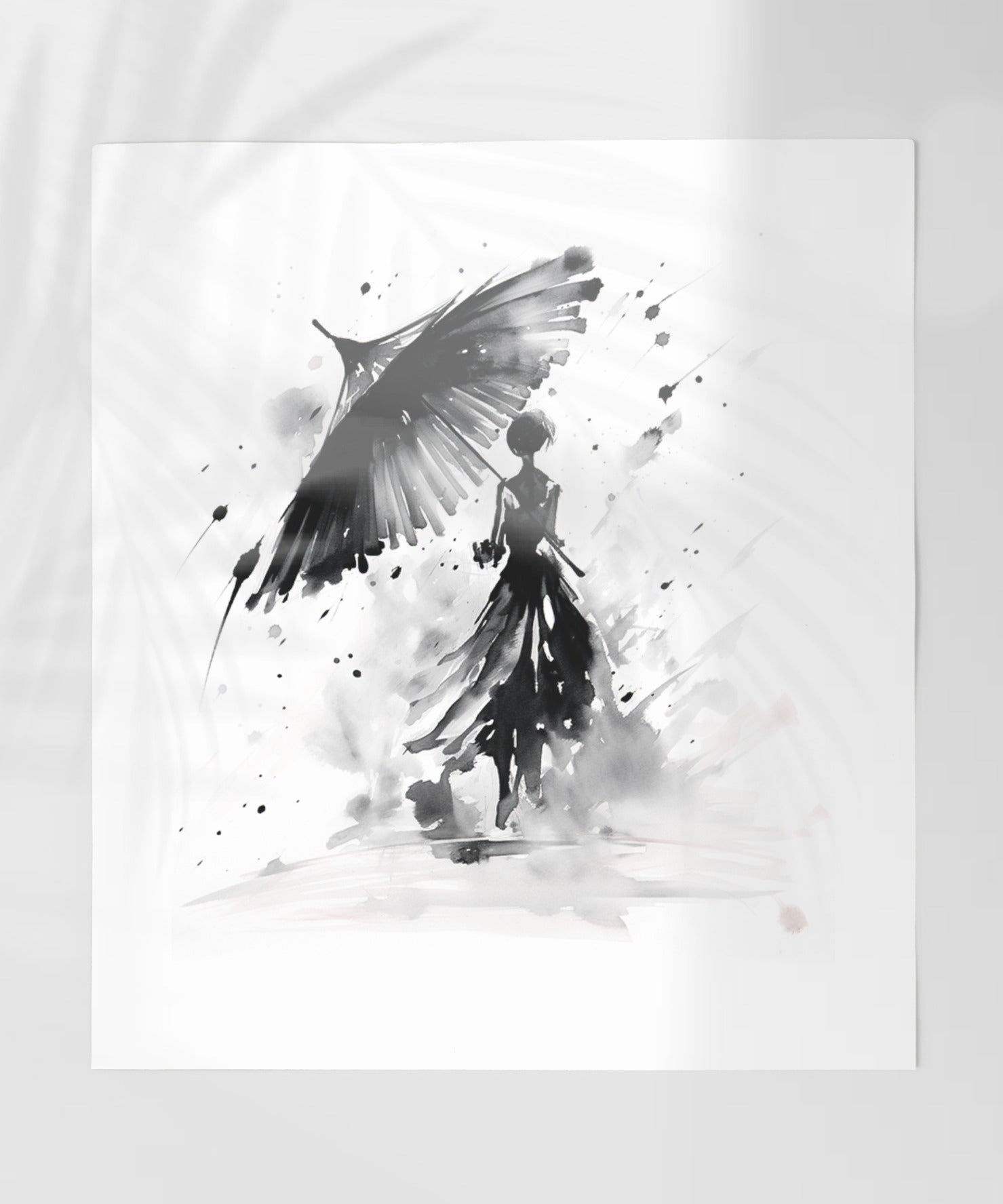 Abstract Painting of Woman With Umbrella Wall Art