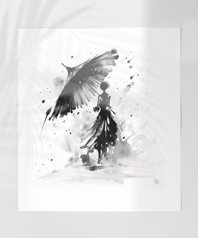 Abstract Painting of Woman With Umbrella Wall Art