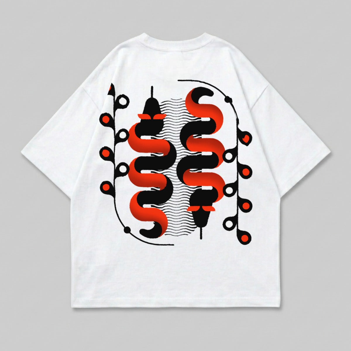 Symmetrical Red Black Wavy Serpent Design Apparel product type