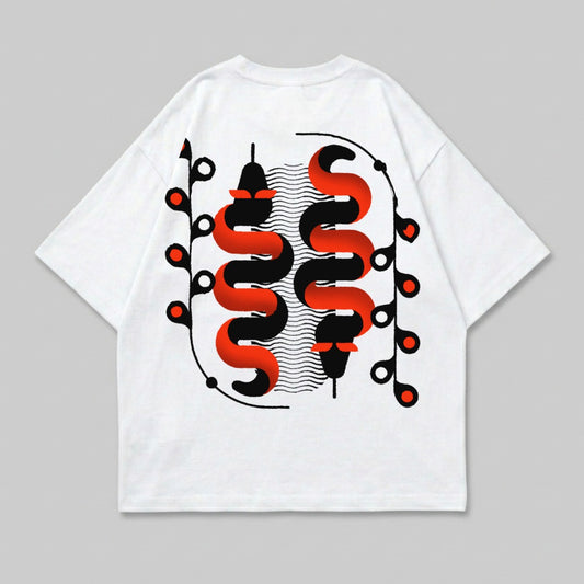 Symmetrical Red Black Wavy Serpent Design Apparel product type