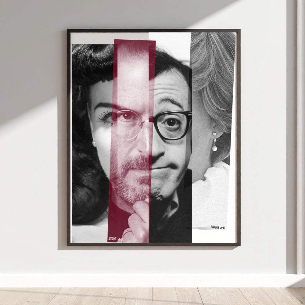 Mixed Faces Artistic Wall Decor Framed Poster Print