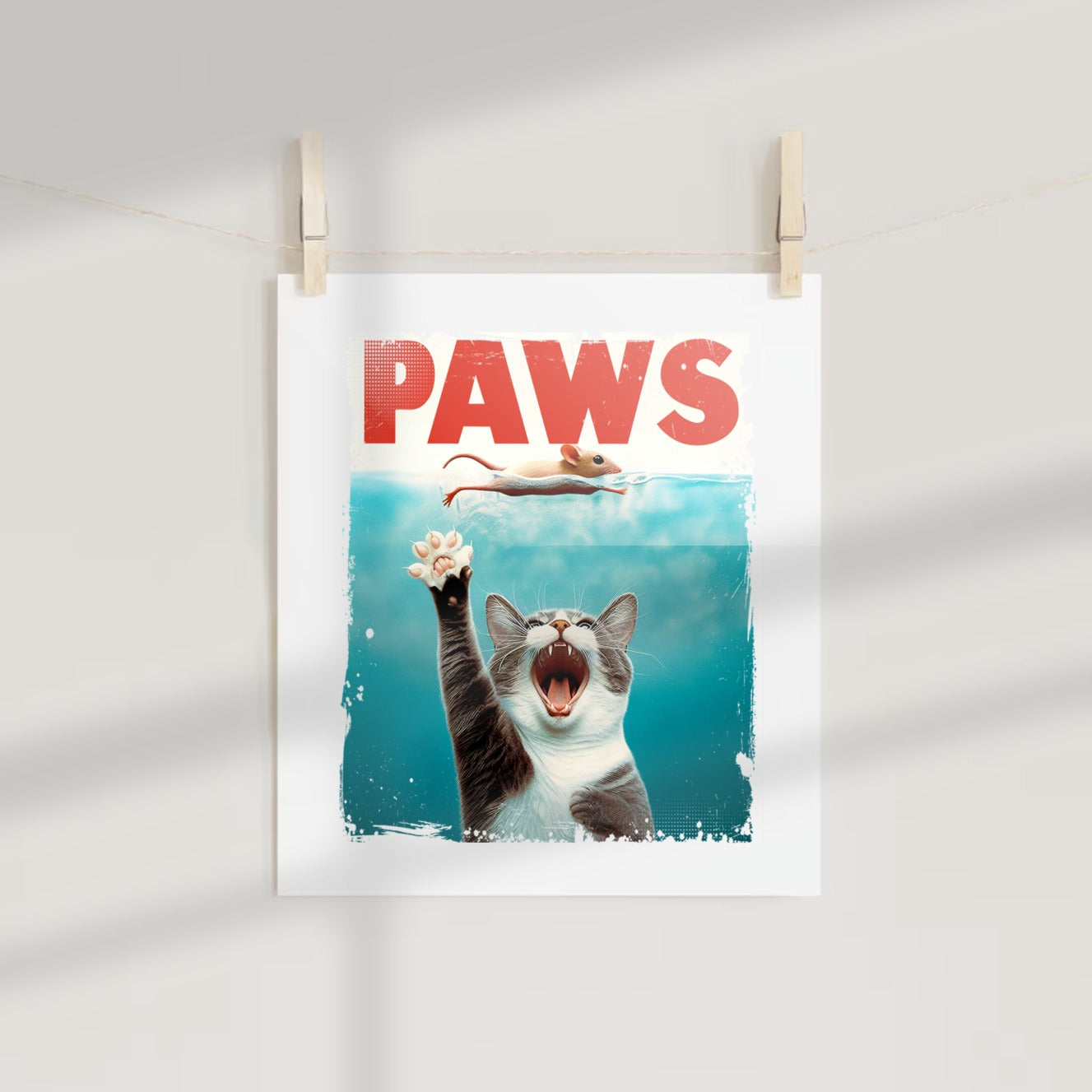 Funny Cat and Mouse Paws Poster Ideal for Home Decor