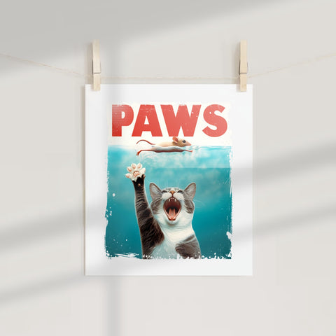 Funny Cat and Mouse Paws Poster Ideal for Home Decor