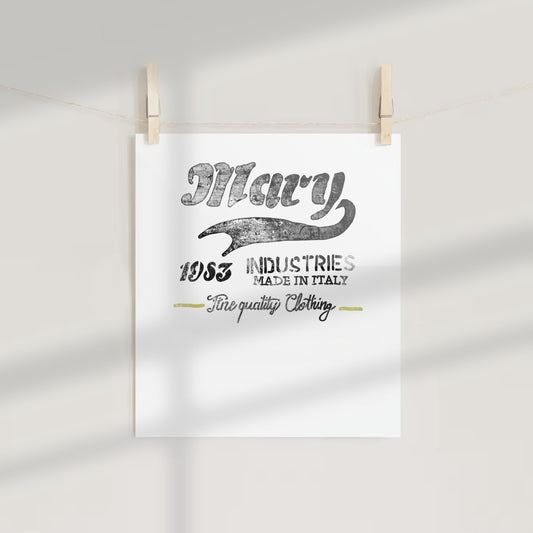 Mary 1983 Industries Made In Italy Fine Quality Clothing print