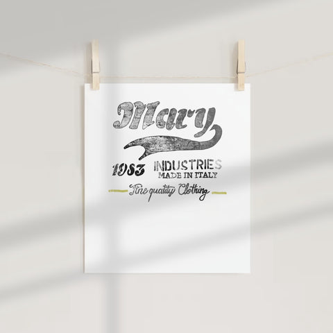 Mary 1983 Industries Made In Italy Fine Quality Clothing print