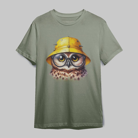 Cute Owl in Yellow Hat Graphic T-Shirt Product