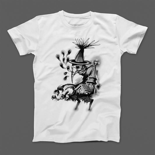 Unique Plague Doctor Artwork White T-Shirt Product