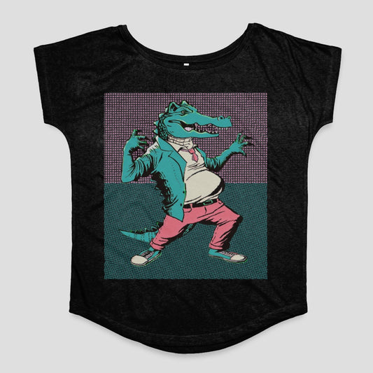 Funky Alligator in Suit Graphic Print Shirt