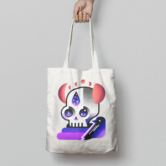 Vibrant Skull with Bird Tote Bag for Everyday Use