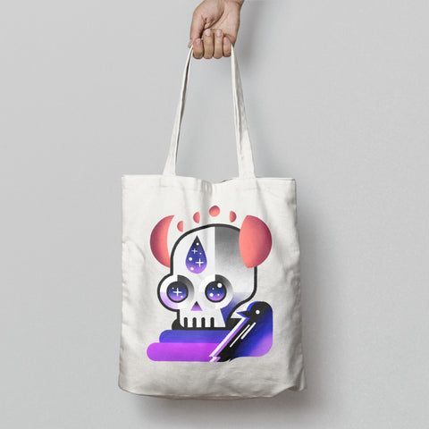 Vibrant Skull with Bird Tote Bag for Everyday Use
