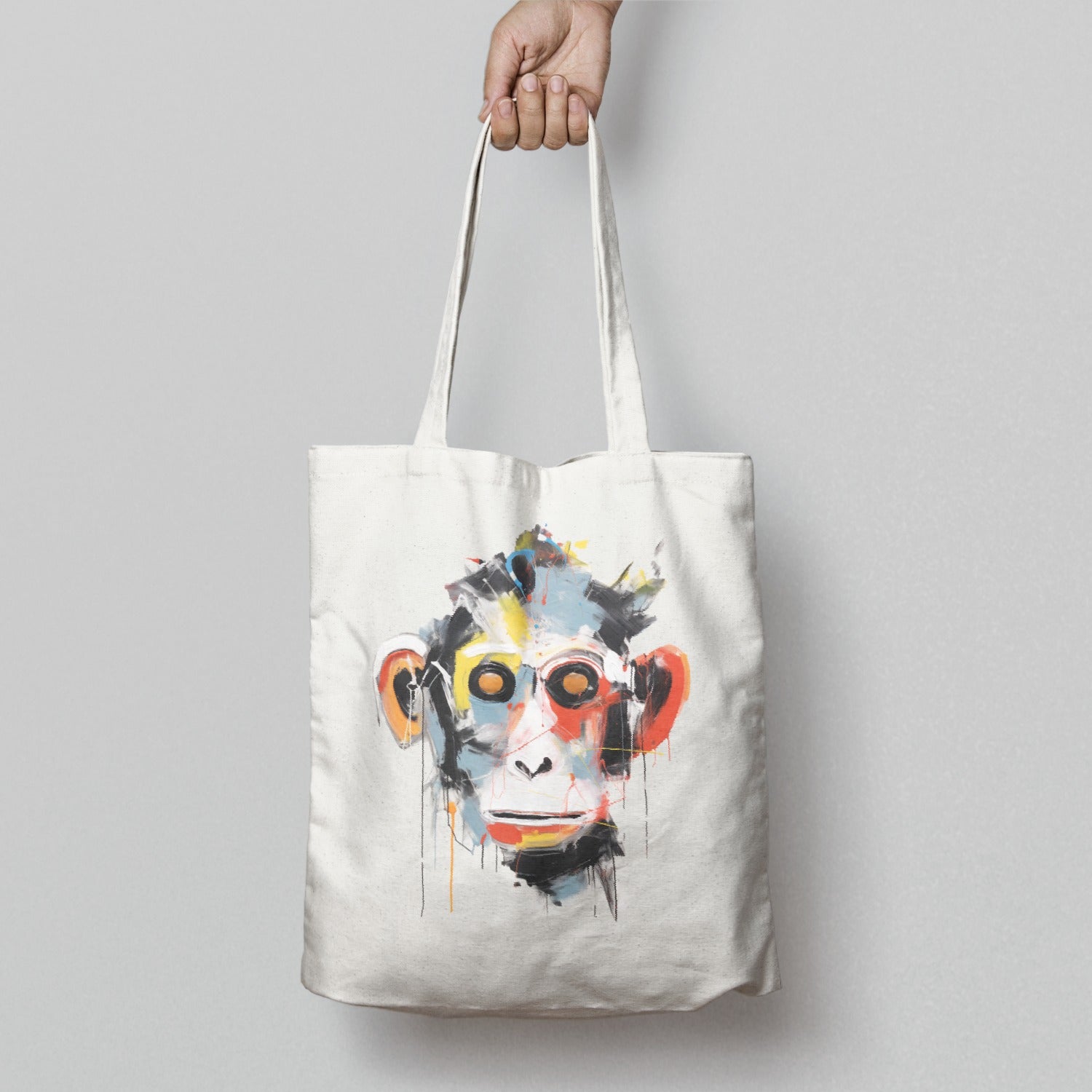 Artistic Monkey Face Print Tote Bag for Daily Use