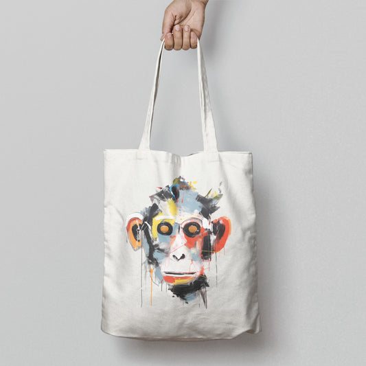 Artistic Monkey Face Print Tote Bag for Daily Use