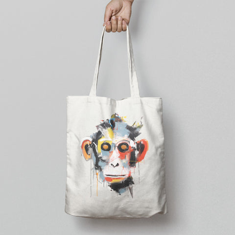 Artistic Monkey Face Print Tote Bag for Daily Use