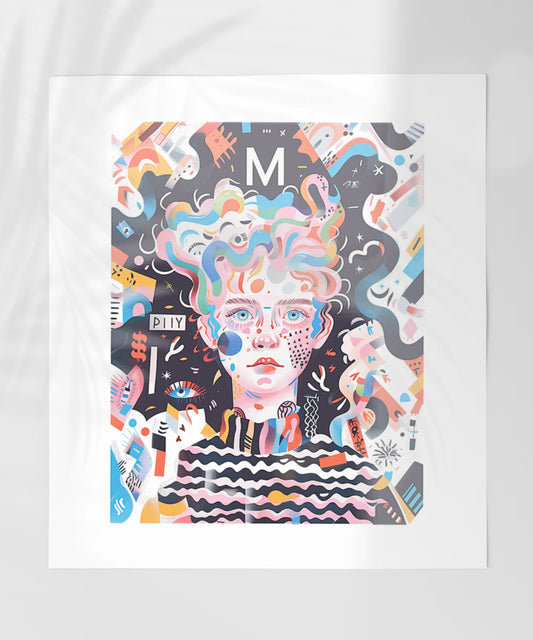 Abstract Colorful Portrait with Surreal Elements Print