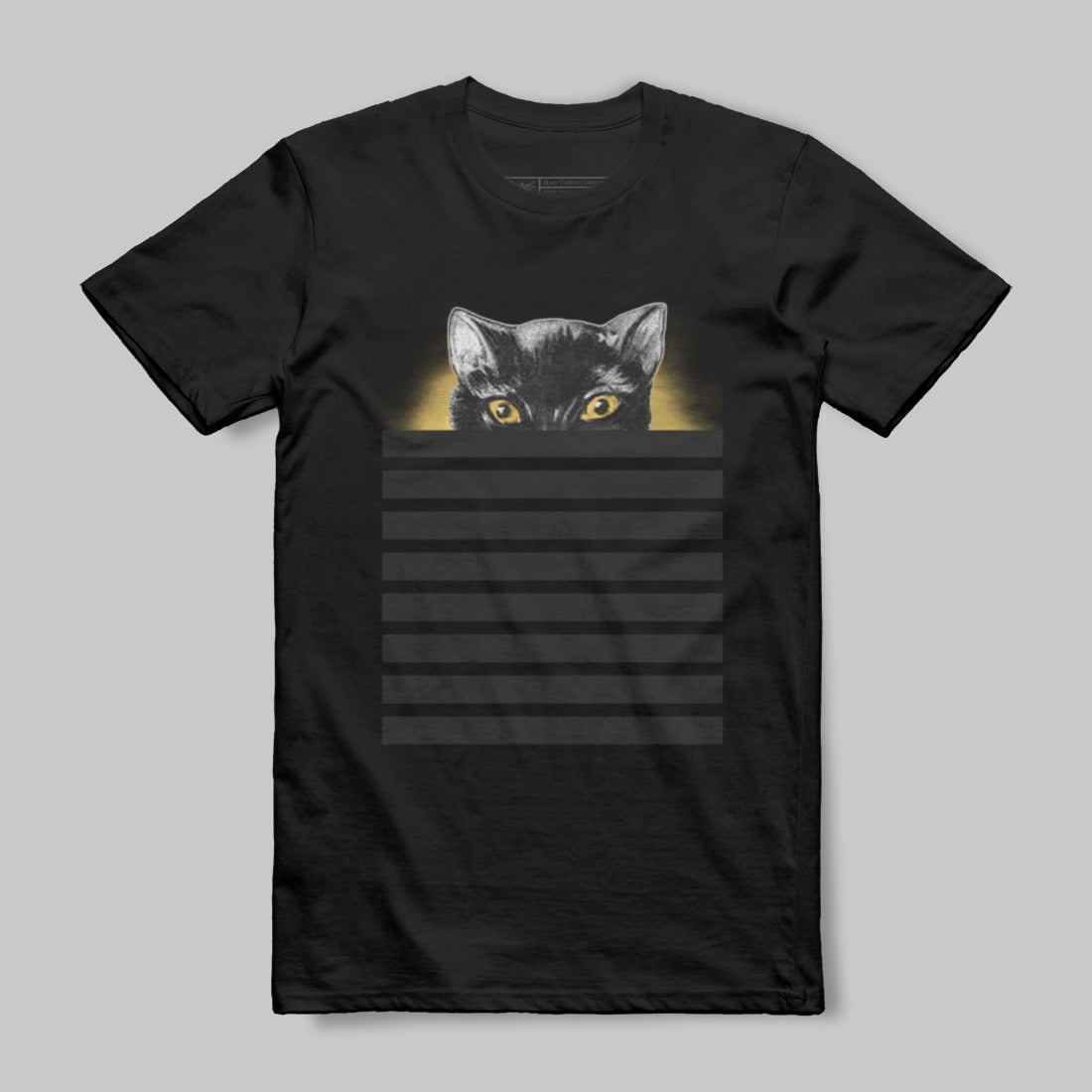 Cat Eyes Peek T-Shirt with Stripes Design