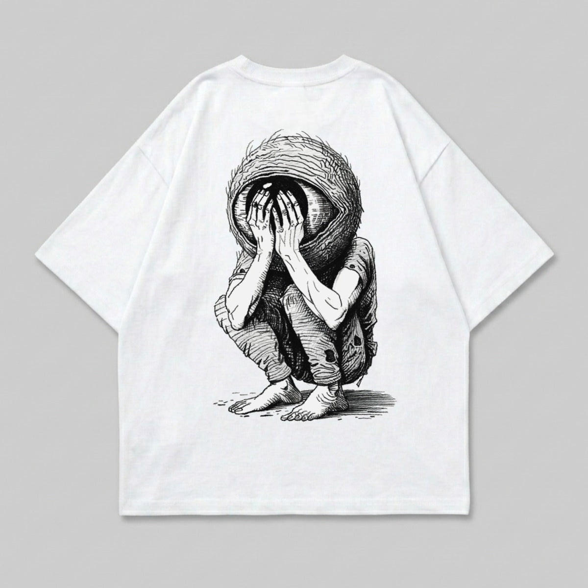 Surreal Eyeball Head Character Cowering Graphic product type