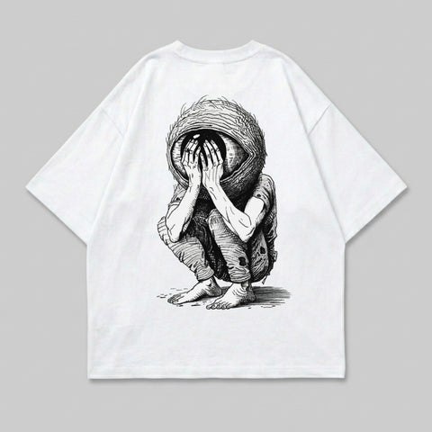 Surreal Eyeball Head Character Cowering Graphic product type