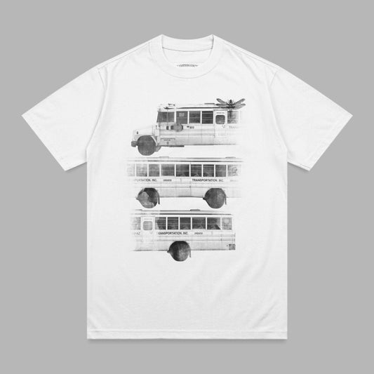 Three buses stacked vertically with "TRANSPORTATION, INC." text.