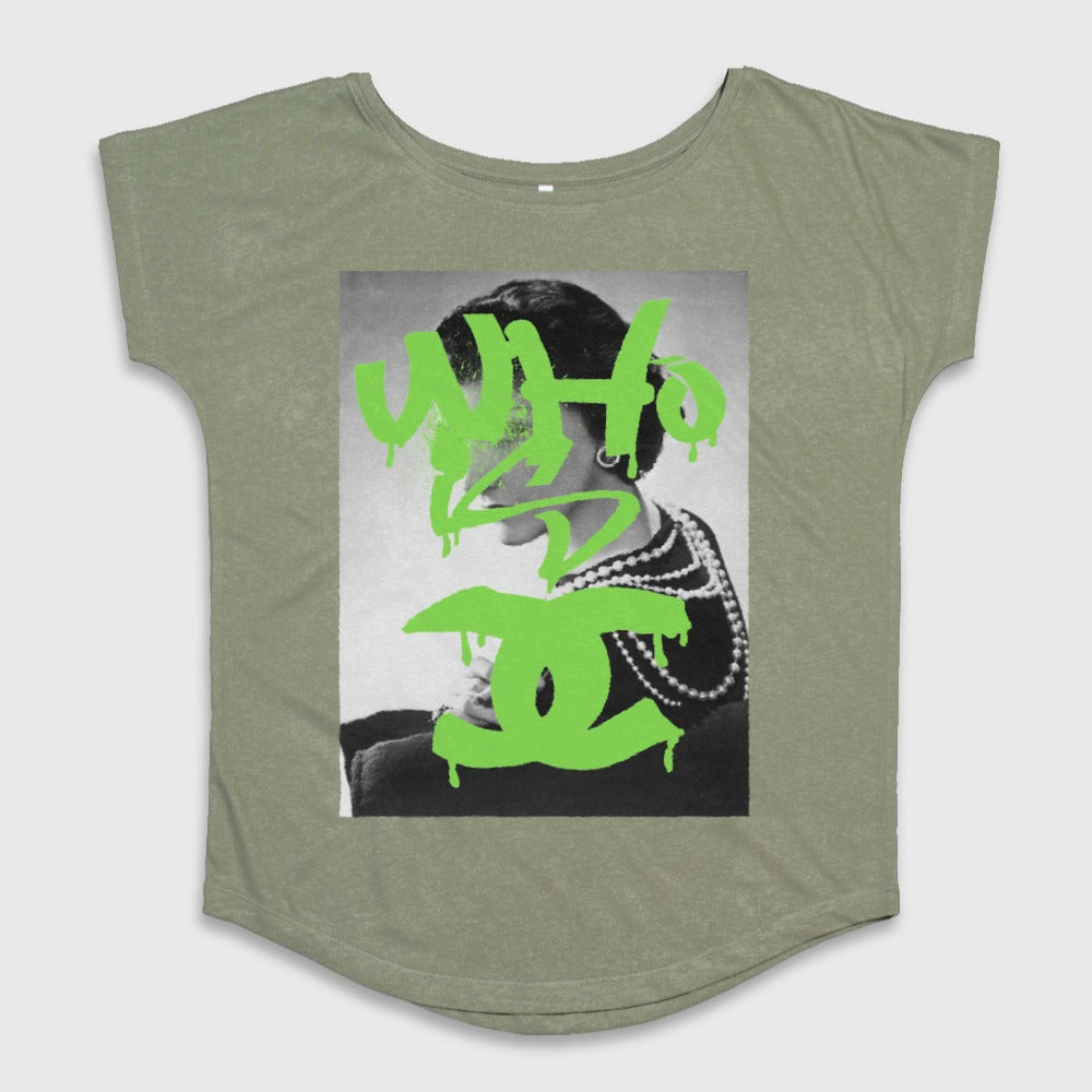Olive Green Tee with Graffiti Art Graphic Print Shirt
