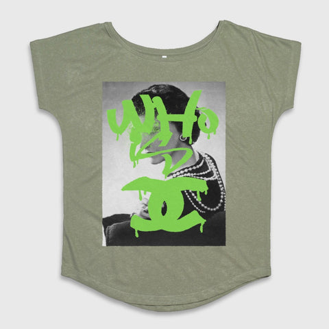 Olive Green Tee with Graffiti Art Graphic Print Shirt