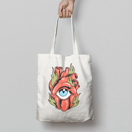 Eye and Heart Design Print Tote Bag Product