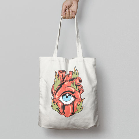 Eye and Heart Design Print Tote Bag Product