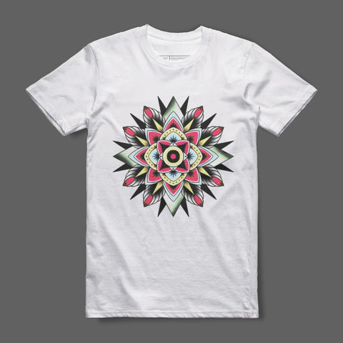 Vibrant Colorful Geometric Mandala Print T-shirt