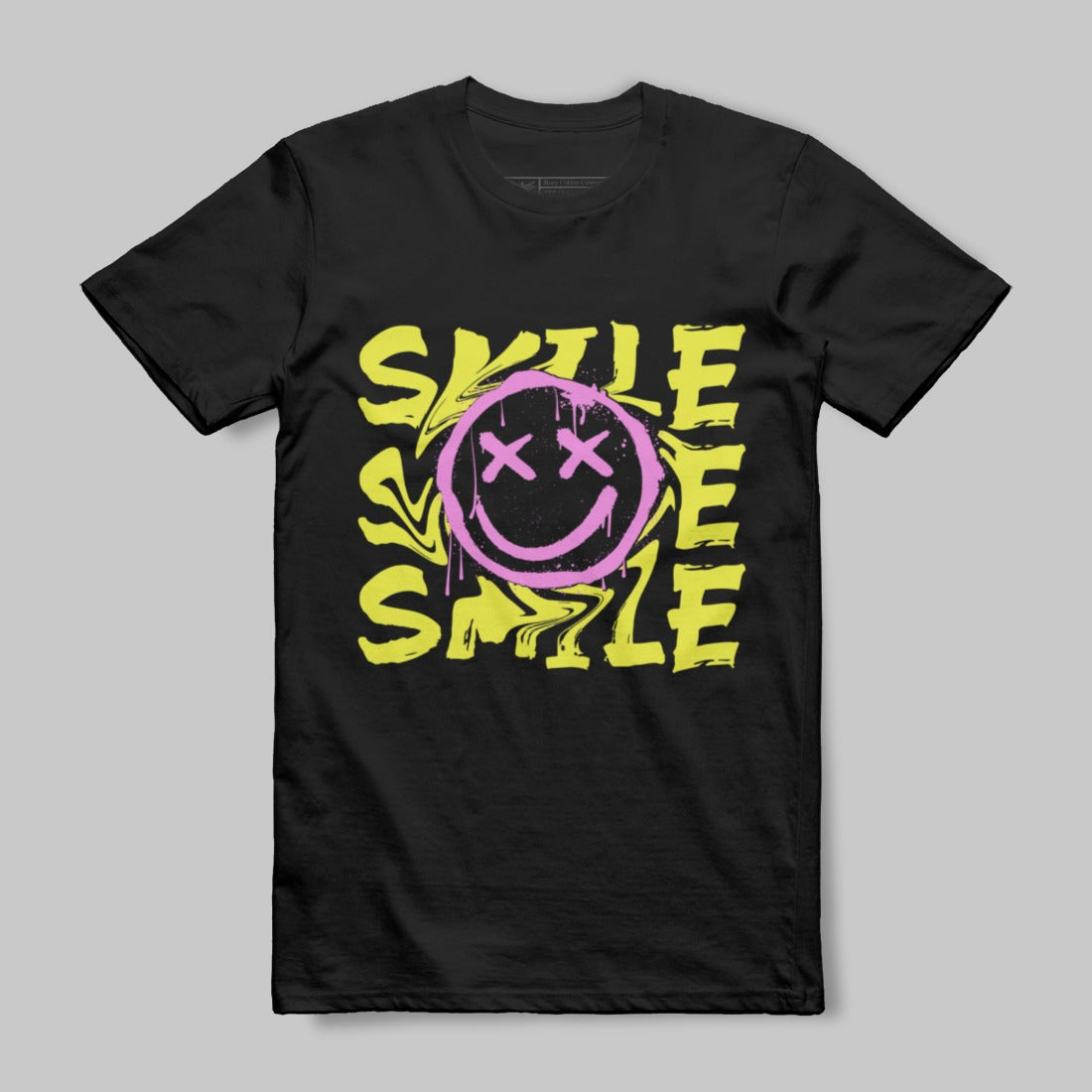 Smiling Face with Stylized Text T-Shirt