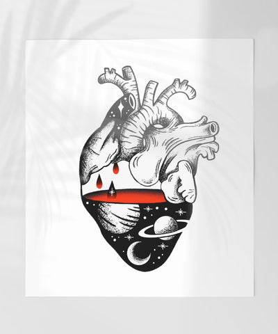 Space-Themed Artistic Heart Illustration Print