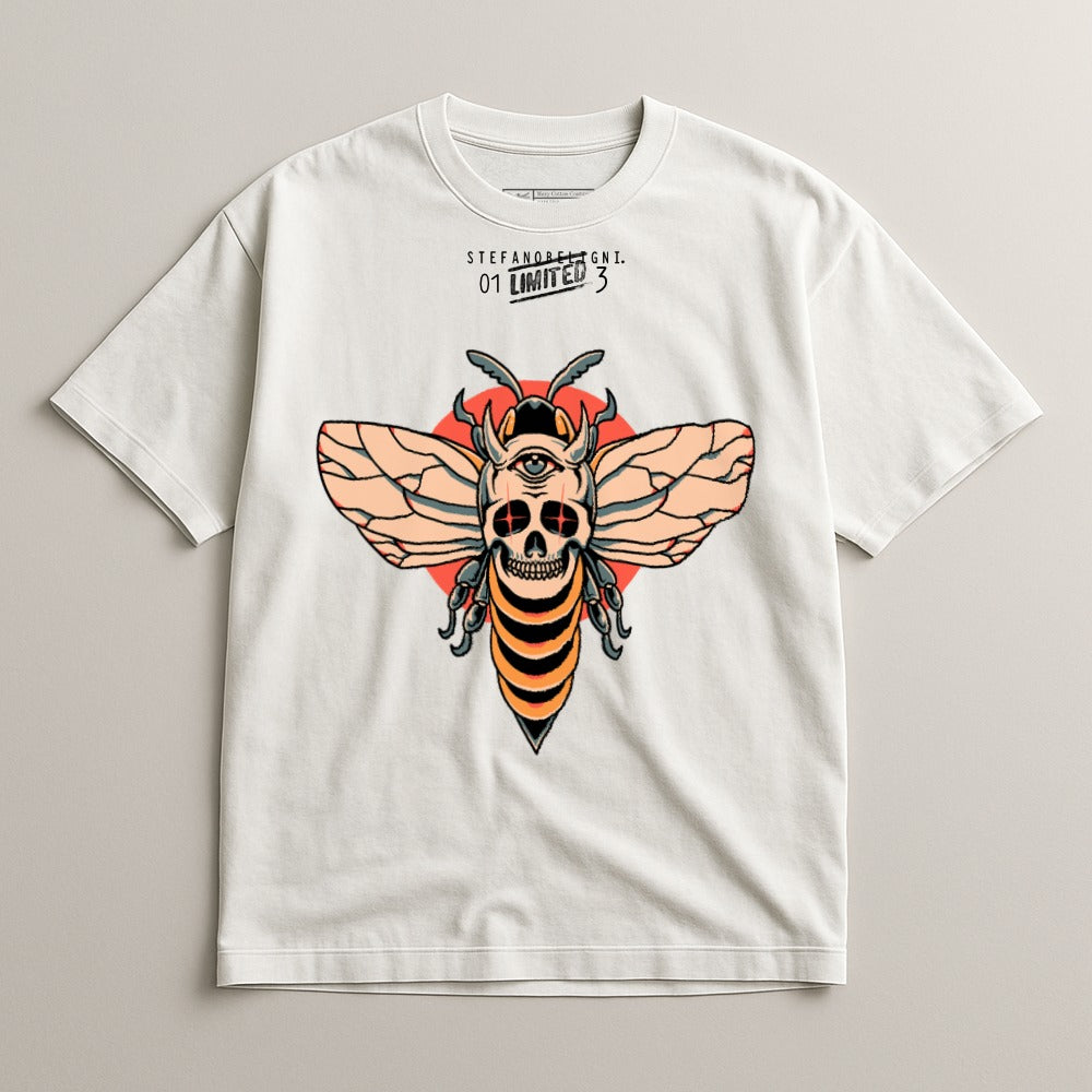 Graphic Skull and Bee Print Limited Edition Shirt