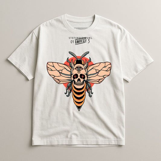 Graphic Skull and Bee Print Limited Edition Shirt