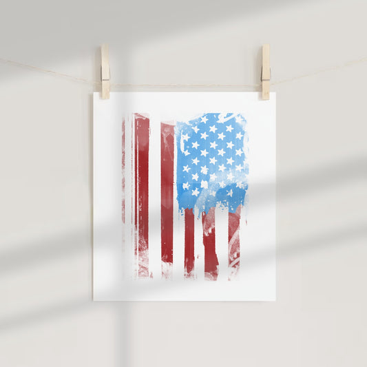 Distressed American Flag Print with Rustic Design Art Product