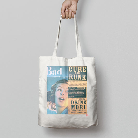 Retro Cure For Drunk Drink More Design Tote Bag