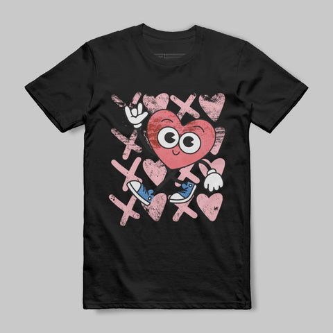 Fun Heart Character with Pink Hearts Graphic Shirt