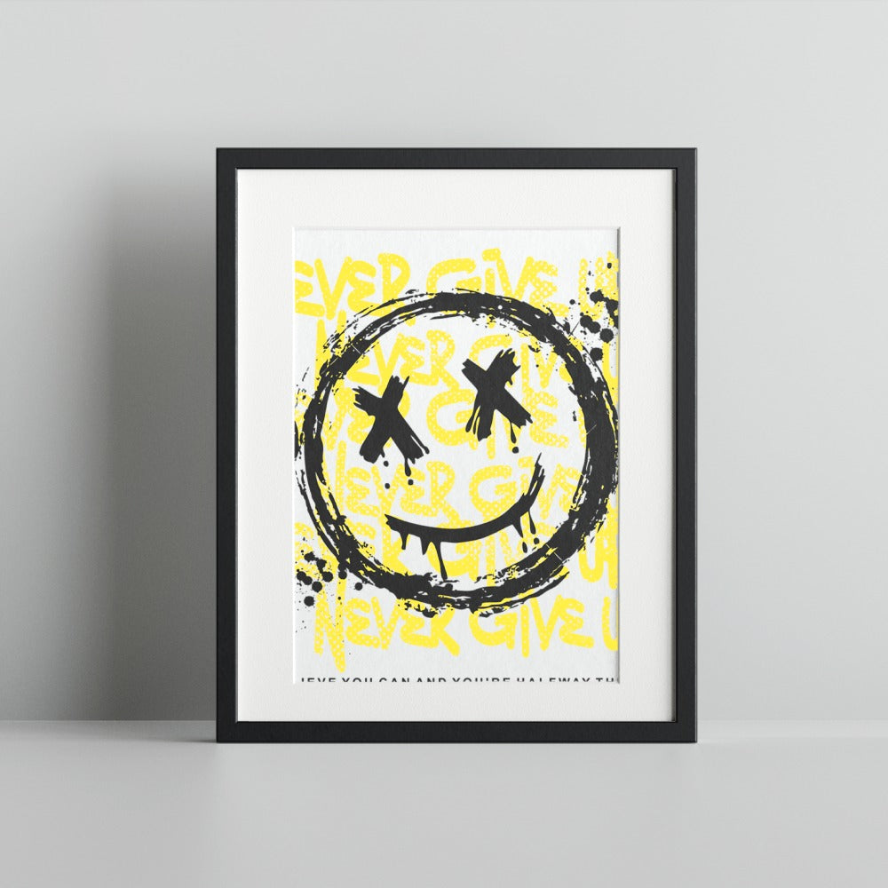 Unique Grunge Smiley Face Wall Art Decor Print